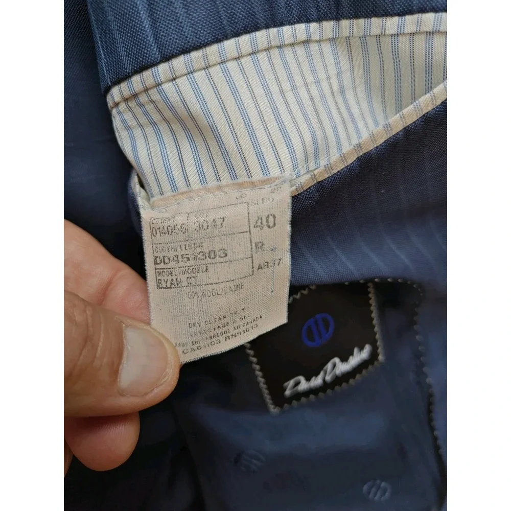 David Donahue Mens Blue Striped Wool Sport Coat Blazer 40R 2 Button D603
